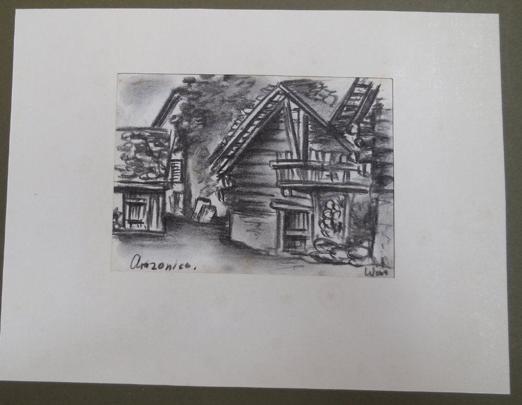 Wim Jansen houtskooltekening / krabbel Zwitserland, Antiek en Kunst, Kunst | Tekeningen en Foto's, Ophalen of Verzenden