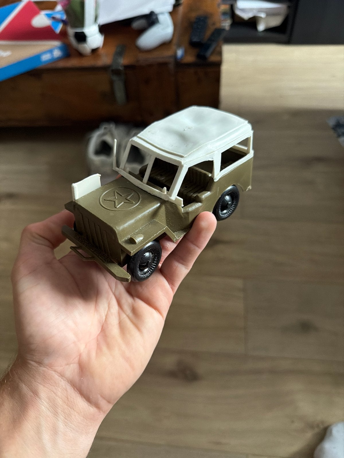 Vintage rubberen legerauto - Speelgoed jeep, Ophalen of Verzenden, Gebruikt