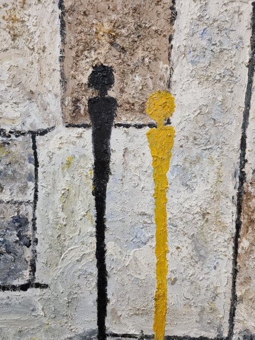 -	schilderij abstract mensen, Ophalen of Verzenden, 'T Olde Gre-j, Info@toldegrej.nl, Endepoelstraat 20f Didam