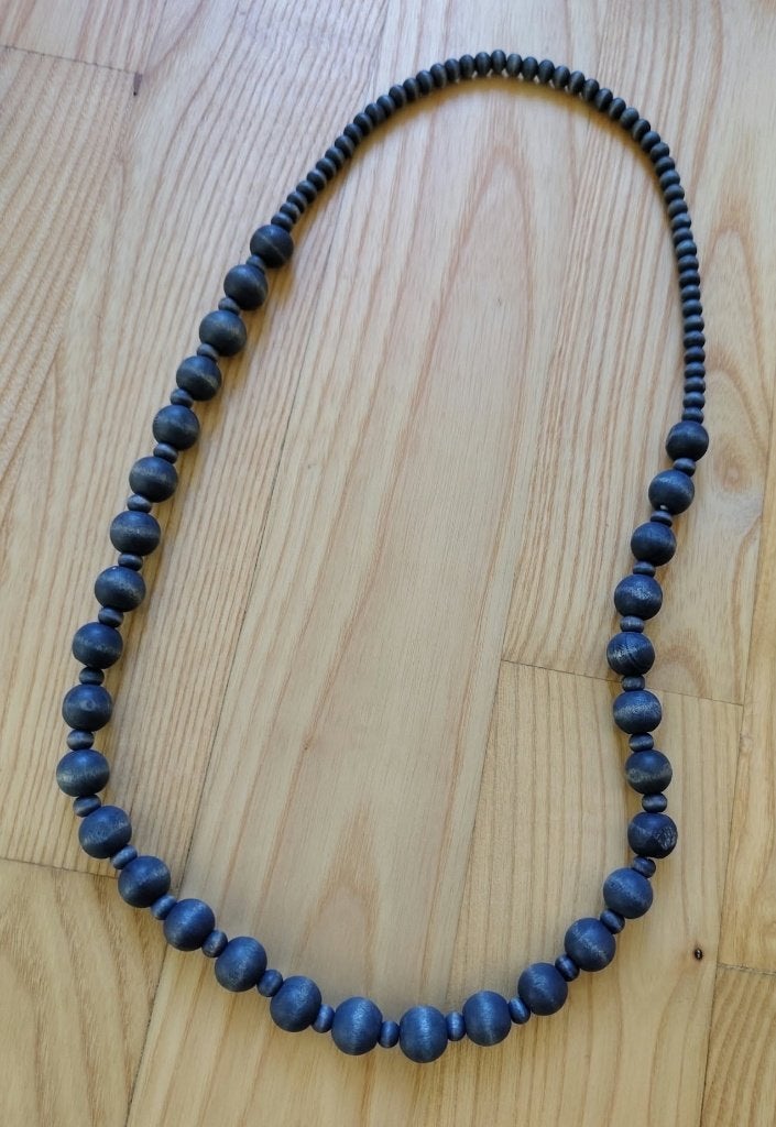 Halsketting blauwe houten kralen, Sieraden, Tassen en Uiterlijk, Ophalen of Verzenden, Nieuw, Blauw, Overige materialen