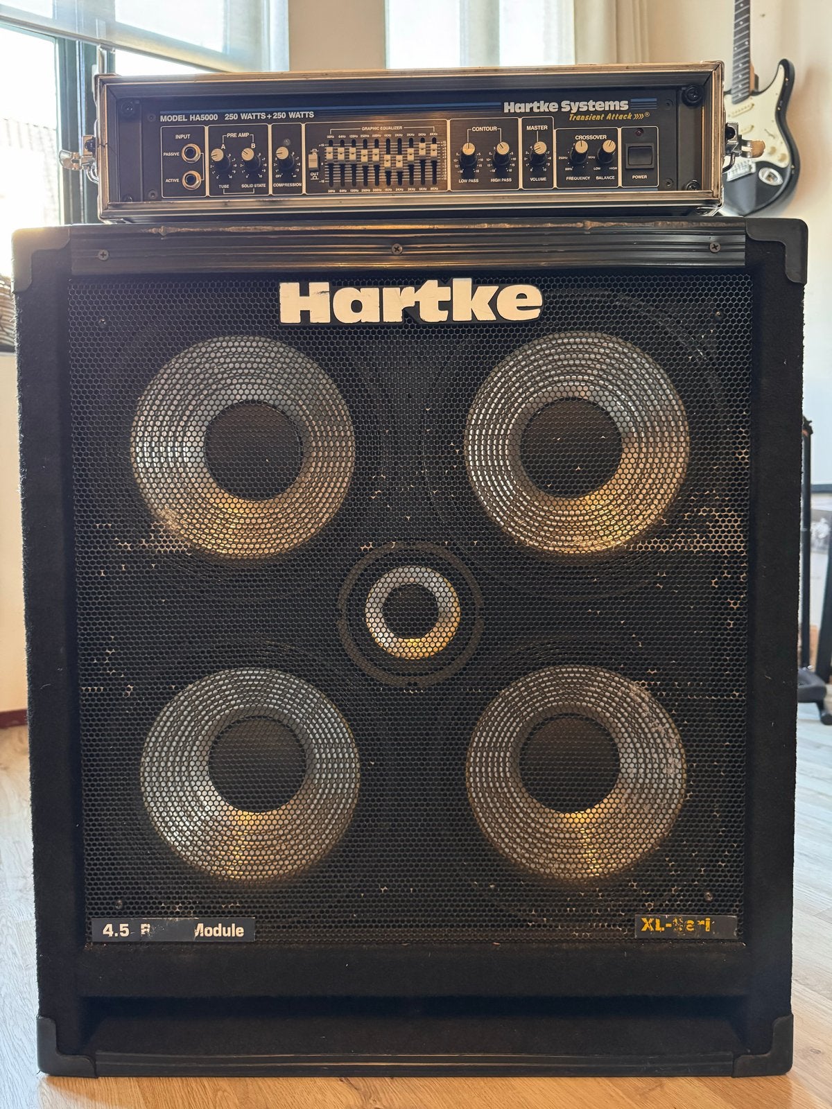Hartke HA5000 Basversterker met 4x10 XL-serie Cabinet, Ophalen, Gebruikt, Basgitaar, 100 watt of meer