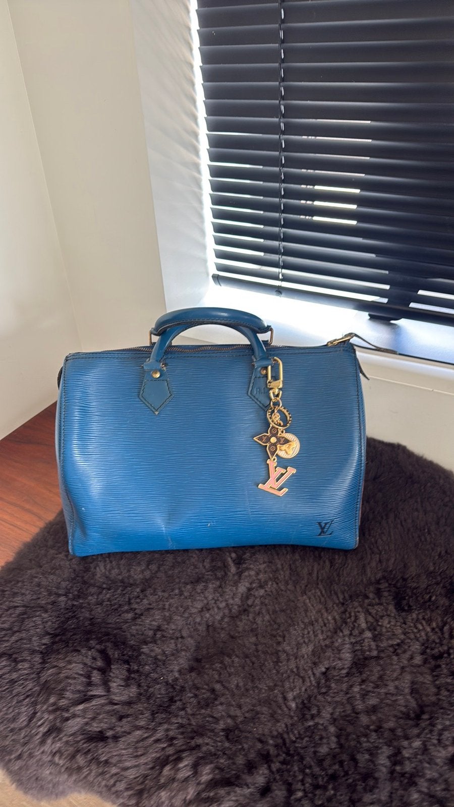 Louis Vuitton vintage speedy 30 epi blauw, Ophalen of Verzenden, Gebruikt, Blauw, Handtas