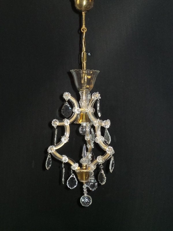 Maria theresia kroonluchter model met facet geslepen pinakel, Ophalen, Gebruikt, E27 (groot)