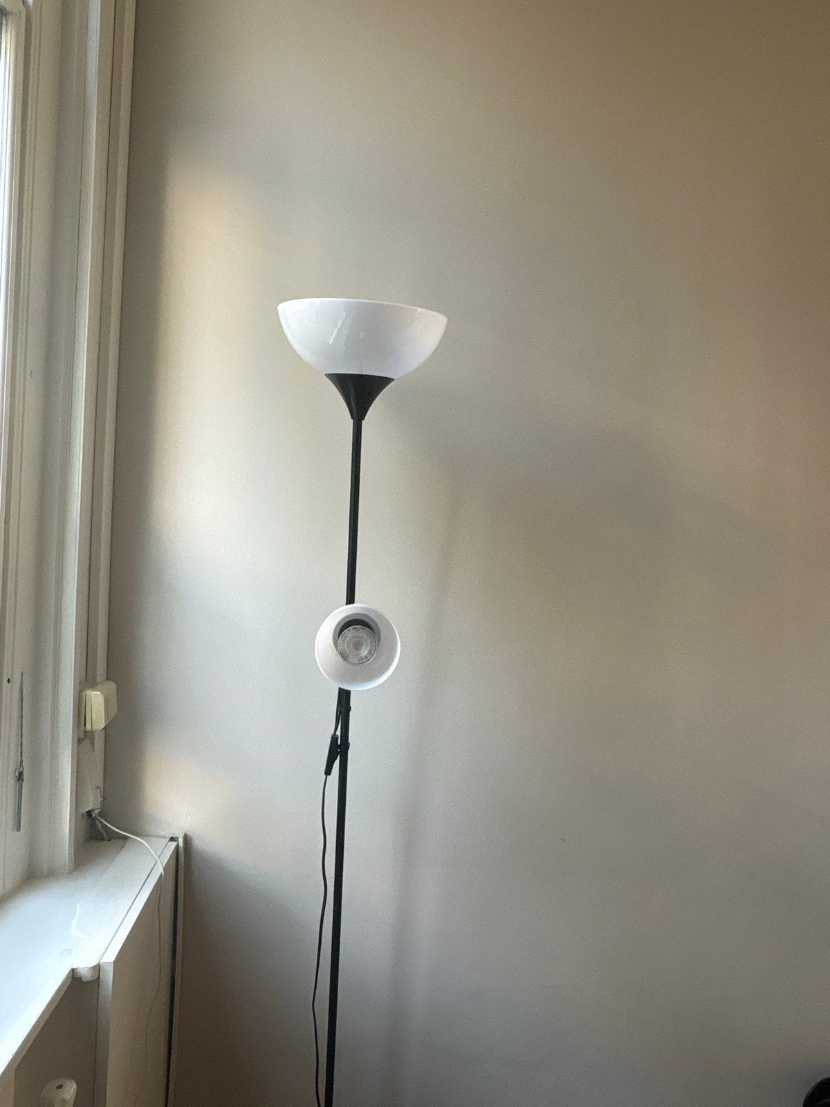 IKEA staande lamp met leeslamp, Kunststof, Gebruikt, 150 tot 200 cm, E27 (groot)