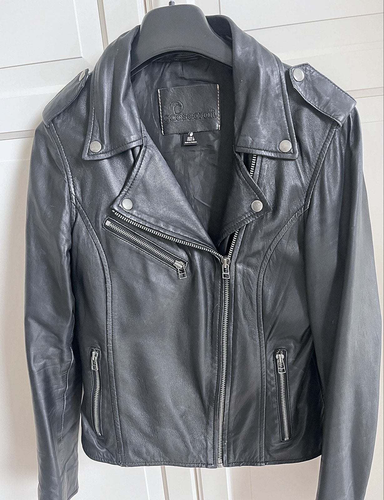 Goosecraft Leren Bikerjack Zwart - Maat M, Ophalen of Verzenden, Gedragen, Maat 38/40 (M), Zwart