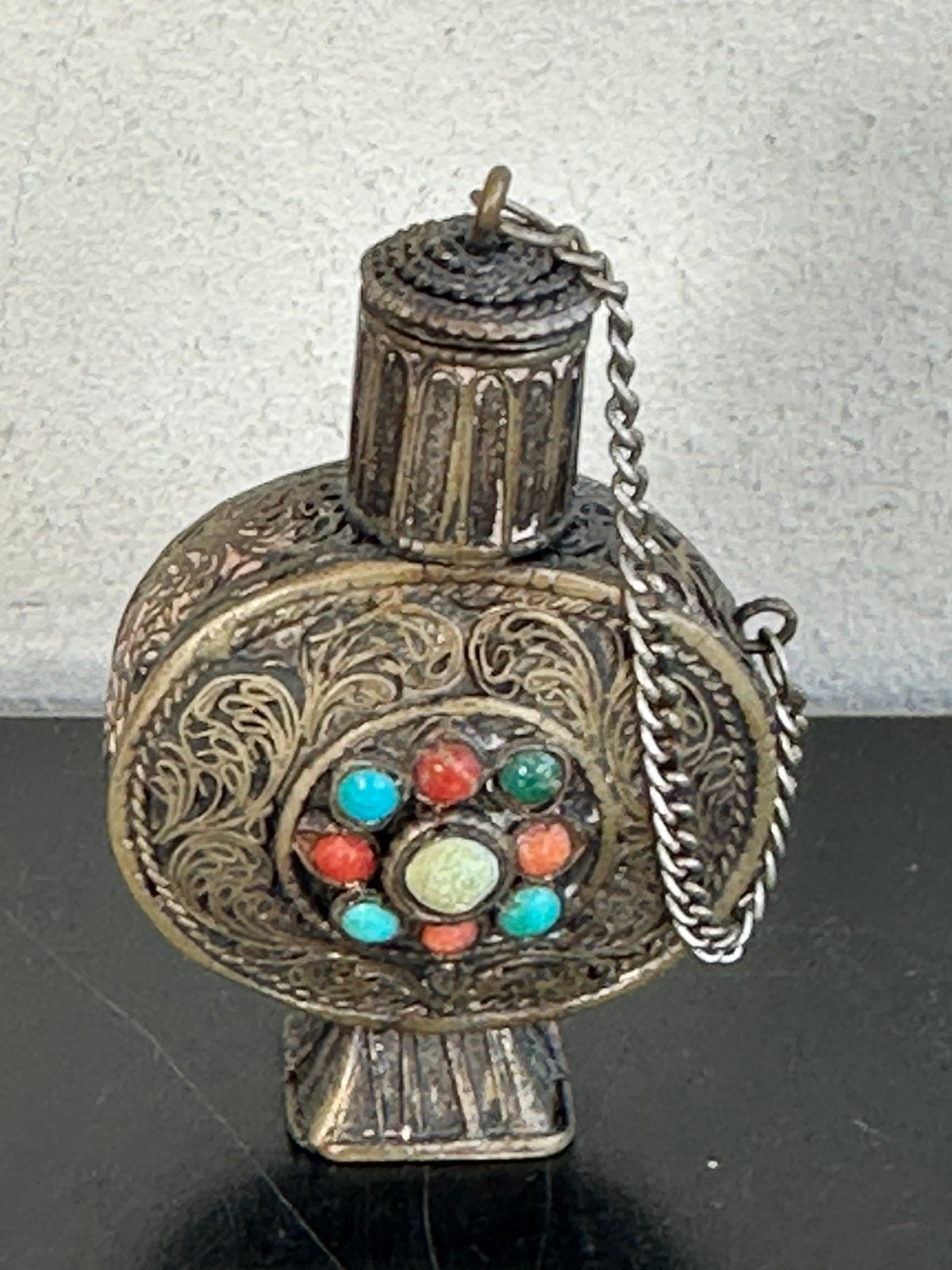 Tibetaans L Z G zilver Snuifflesje 6 cm, Antiek en Kunst, Ophalen of Verzenden