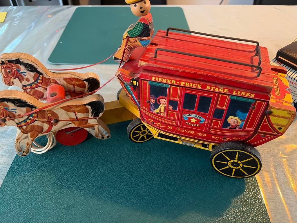 Vintage Fisher-Price Stage Lines Koets met Paarden, Ophalen of Verzenden, Zo goed als nieuw