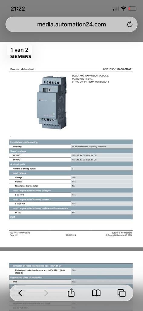 Siemens logo am2 ed1055-1ma00 0ba0, Ophalen of Verzenden, Gebruikt, Overige typen