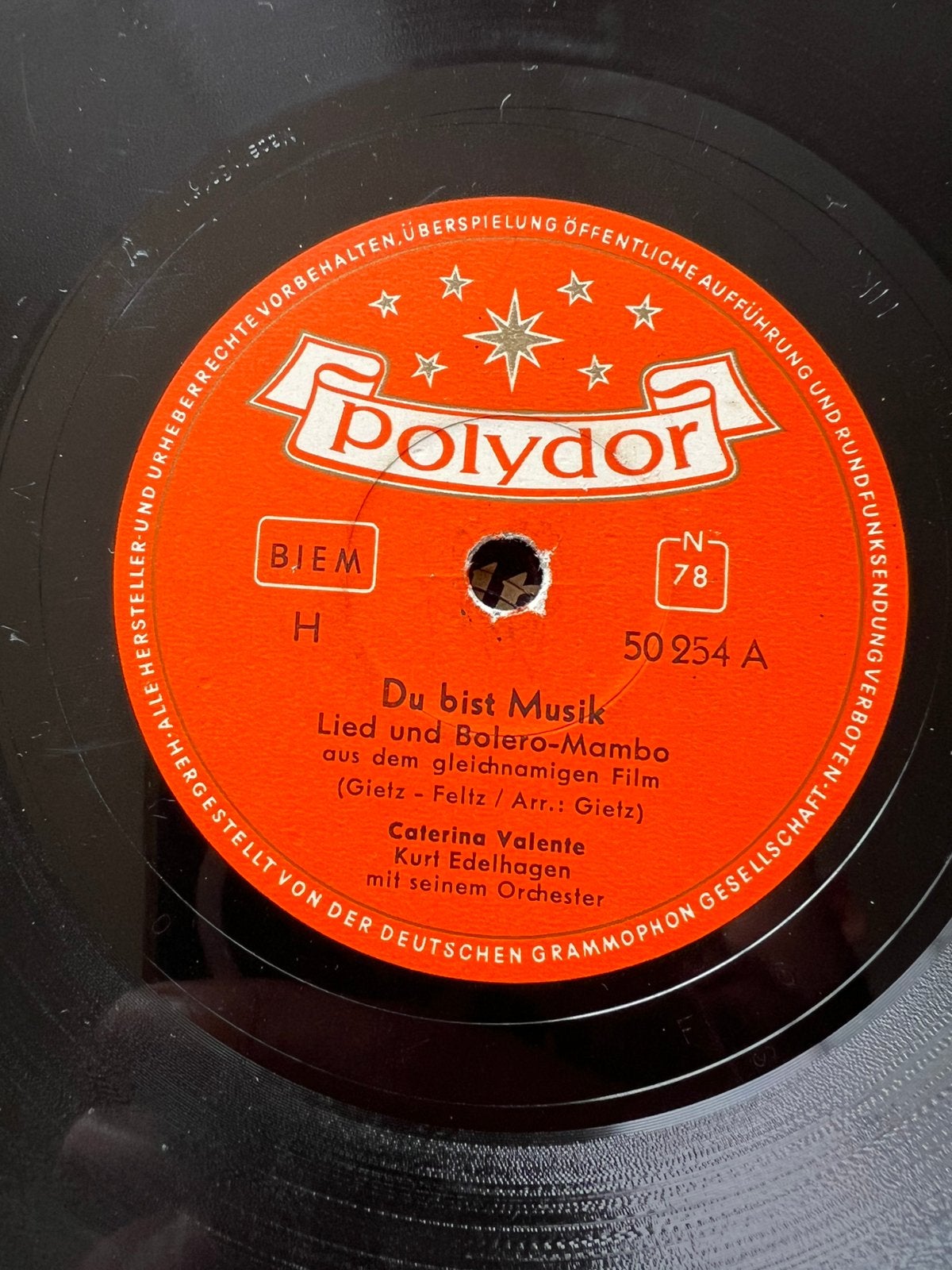 Caterina Valente Du bist musik 78 toeren polydor, Cd's en Dvd's, Ophalen of Verzenden, Zo goed als nieuw