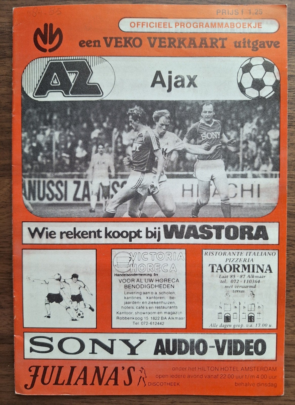 AZ'67-Ajax programma seizoen 1984-85 - Gaaf en onbeschreven, Verzamelen, Ophalen of Verzenden, Zo goed als nieuw, Ajax, Boek of Tijdschrift