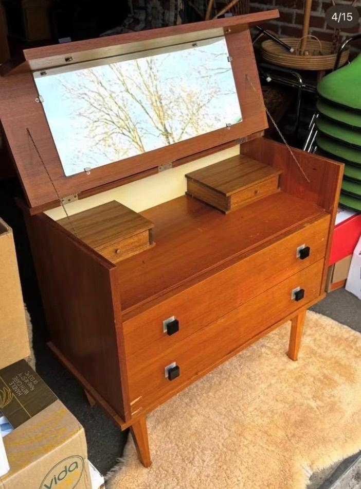 Vintage dressoir coiffeuse kapperstafel, Huis en Inrichting, Kasten | Dressoirs, Ophalen, Gebruikt, 25 tot 50 cm