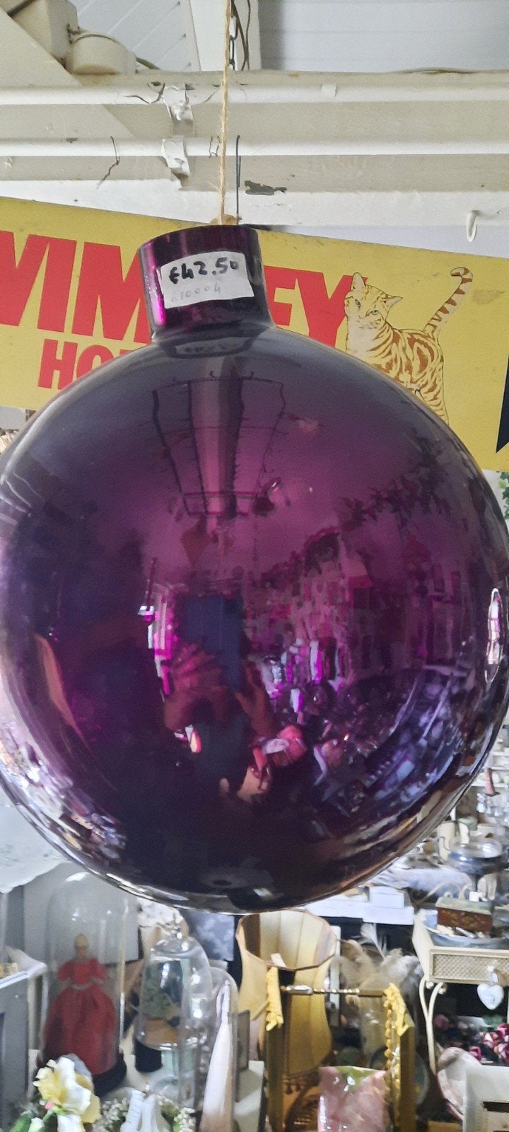 Grote paarse glazen heksenballen of decoratieve bol, Ophalen of Verzenden
