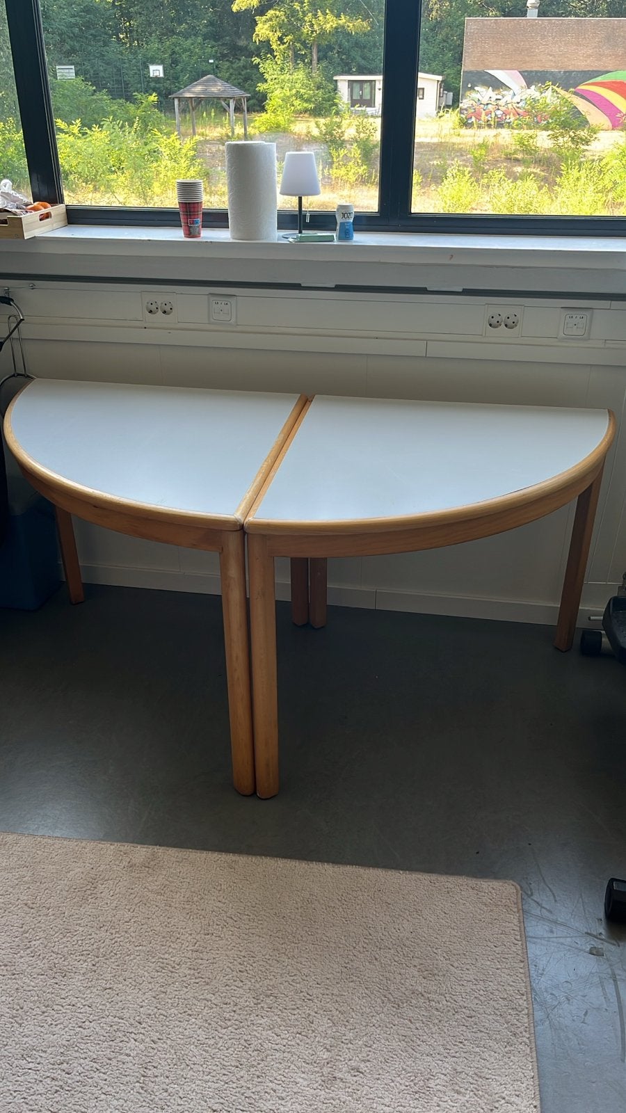 Halfronde tafel - set van 2, Ophalen, Gebruikt, 100 tot 150 cm, Rond