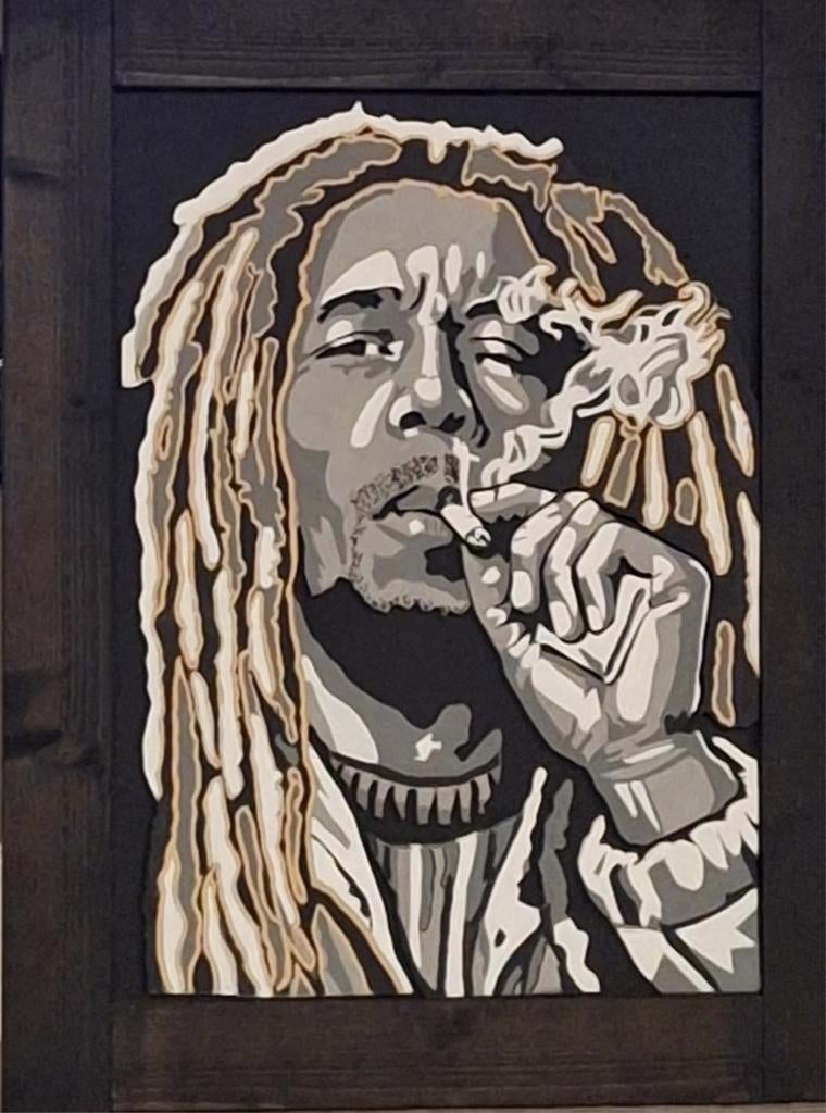 Bob Marley Schilderij Handgemaakt in Hout, Ophalen of Verzenden