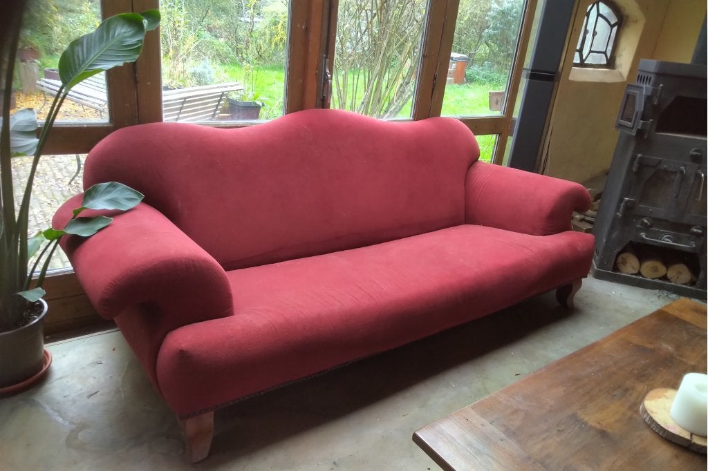 Bank ronde style rood, Niet ingevuld, 250 tot 300 cm, Gebruikt, Niet ingevuld