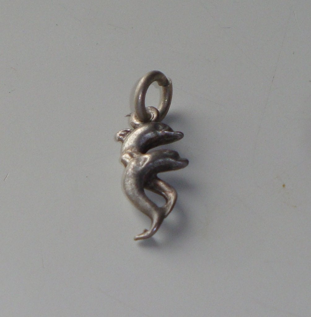 Hanger kettinghanger hangertje zilverkleurig twee dolfijnen, Overige materialen, Ophalen of Verzenden, Zo goed als nieuw, Zilver