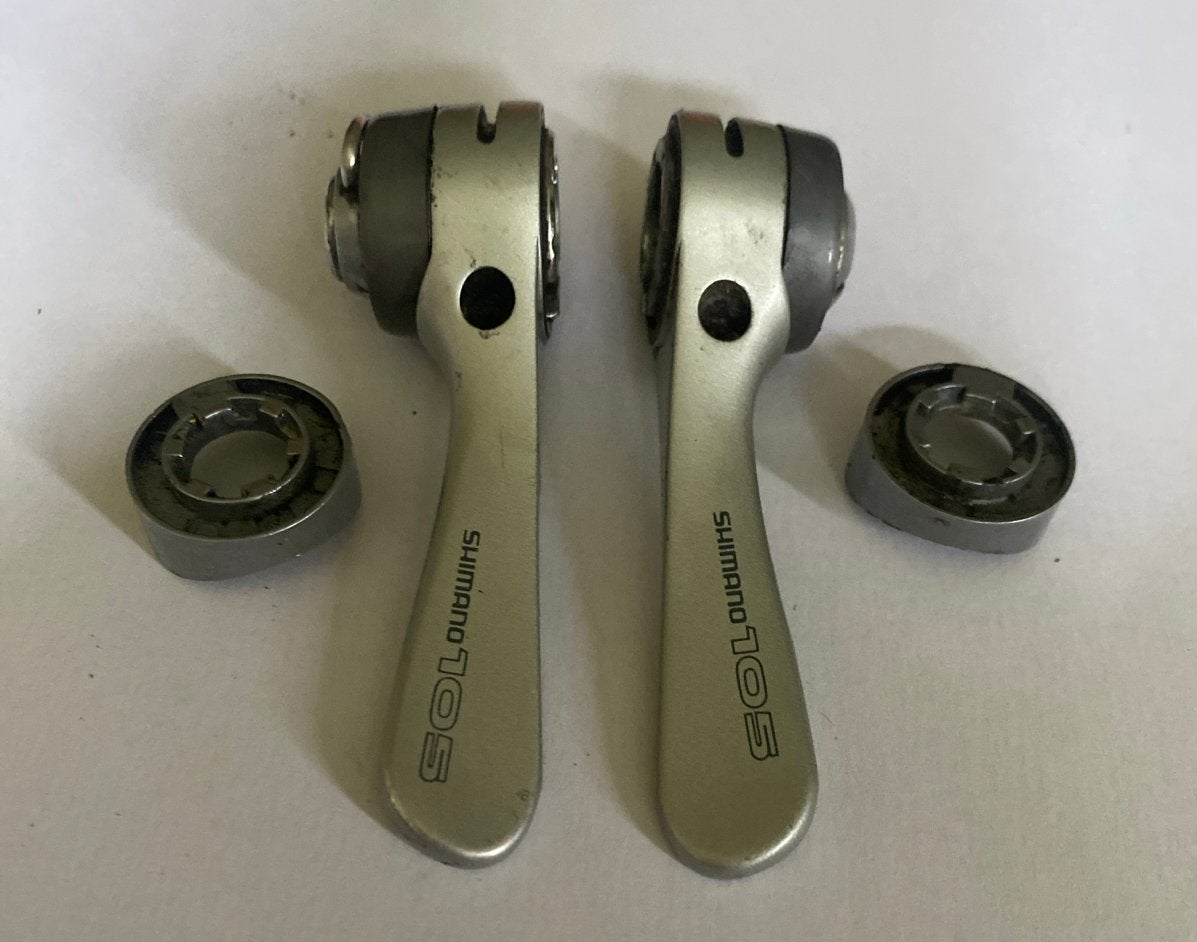 Shimano 105 SL-1055 7-speed shifters, Gebruikt, Ophalen of Verzenden, Derailleur of Ketting, Aluminium