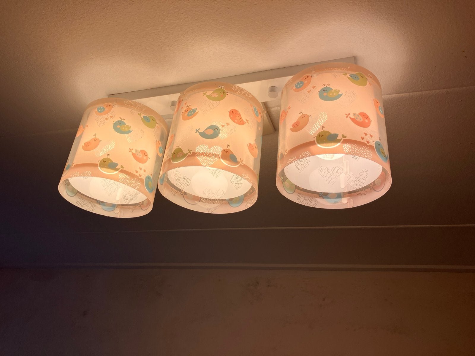 Plafondlamp en nachtkastlampje met vogelprint, inclusief bra, Huis en Inrichting, Gebruikt, Inclusief lichtbron, Meerkleurig, Ophalen of Verzenden