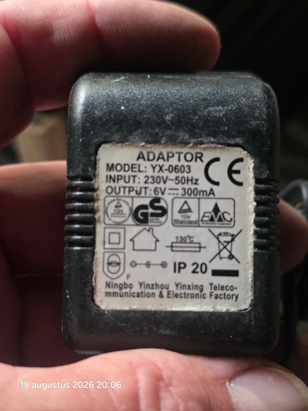 Adaptor YX-0603 6V 300mA, Ophalen of Verzenden, Gebruikt
