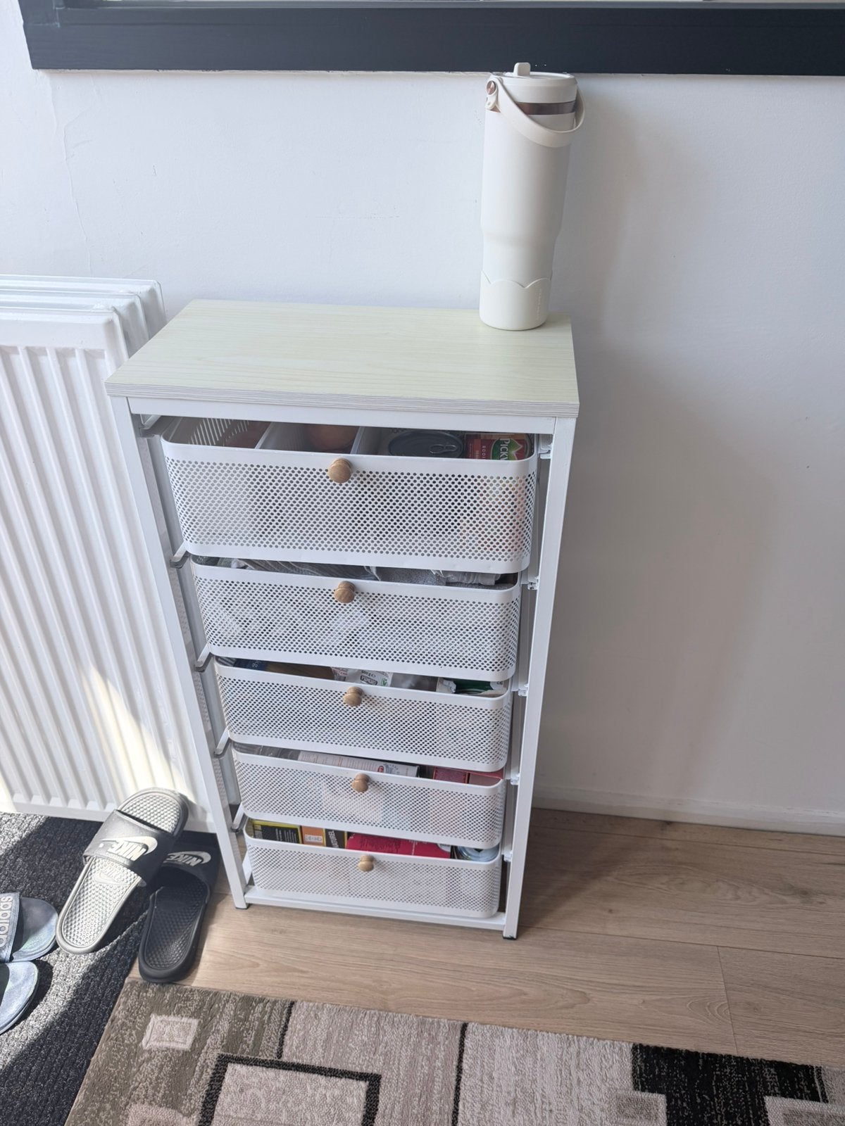 Handige opbergkast met 5 metalen lades – wit – €25, Huis en Inrichting, Kasten | Ladekasten, Ophalen, 50 tot 100 cm, Zo goed als nieuw