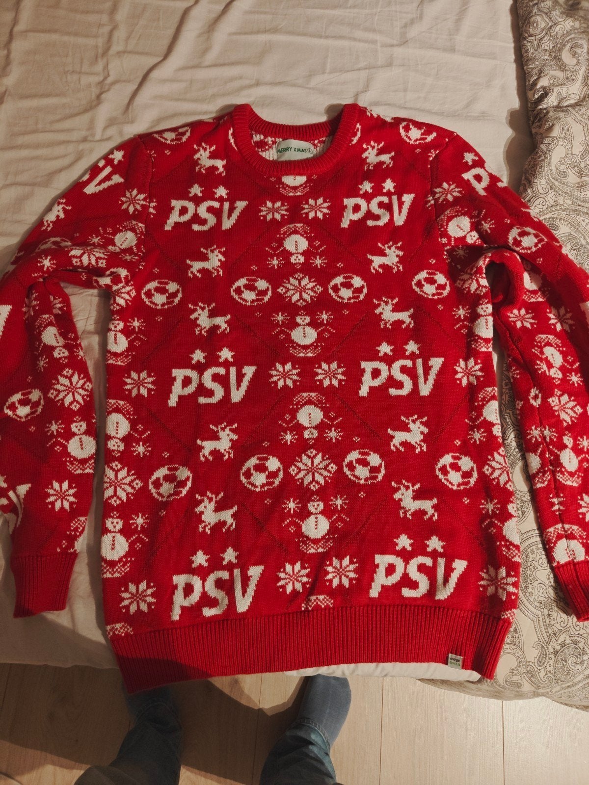 Nieuw PSV Kersttrui Maat L (valt groot), Ophalen of Verzenden, Nieuw, Maat 52/54 (L), Rood