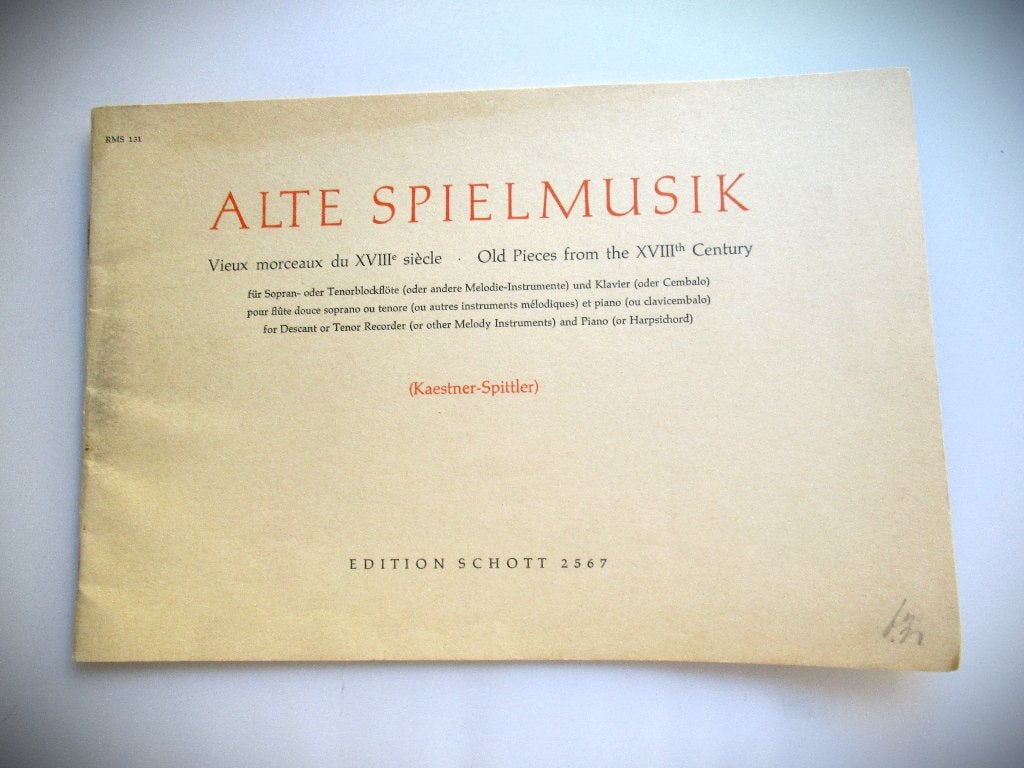 Bladmuziek uit ca 1938~Alte Spielmusik Ed.Schott~Blokfluit, Gebruikt, Klassiek, Overige soorten, Ophalen of Verzenden