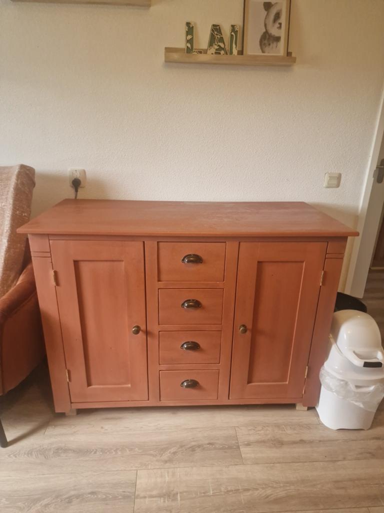 Houten dressoir met lades en deuren (commode), Ophalen, Gebruikt, 100 tot 150 cm, Klassiek, Landelijk