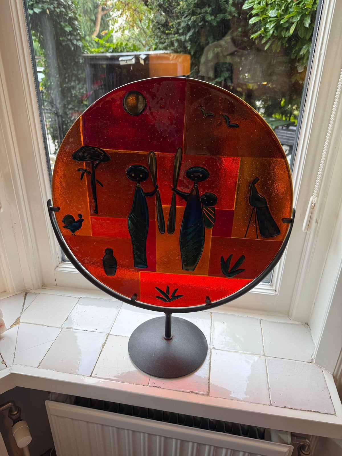 Te koop kunstwerk glas in lood €60, Gebruikt, Overige stijlen, Ophalen of Verzenden, Glas