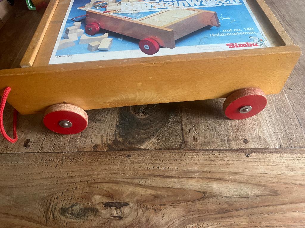 Vintage Simba houten blokkenkar, Ophalen of Verzenden, Gebruikt, Overige typen