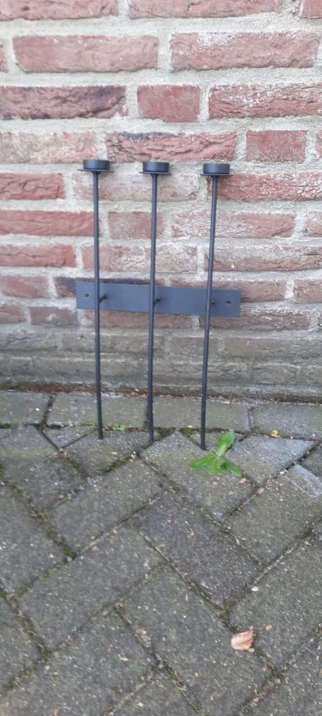 Smeerijzeren wand decoratie voor 3 in zet kaarsen, Ophalen of Verzenden