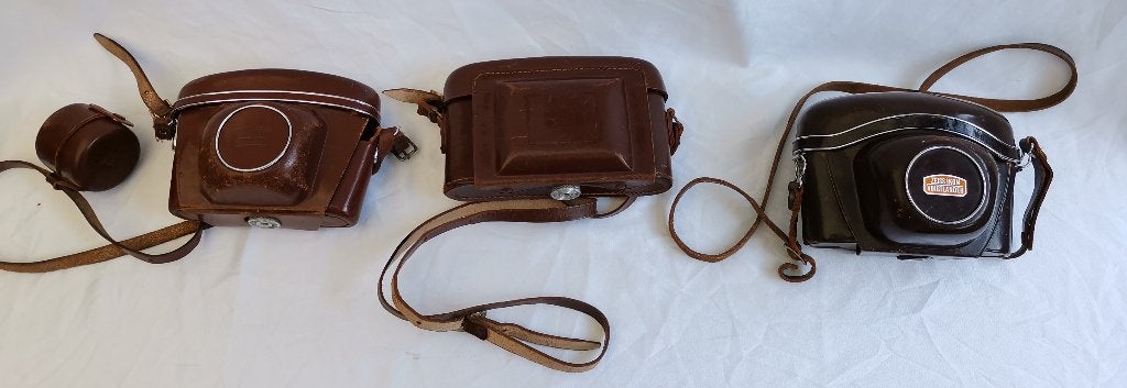 3 vintage Leren Zeiss Ikon camera otocamera tas verzameling, Audio, Tv en Foto, Fotocamera's Analoog, Ophalen of Verzenden, Gebruikt