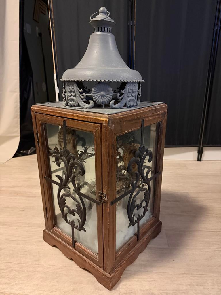 Decoratieve lantaarn met uilen en verlichting, Antiek en Kunst, Ophalen