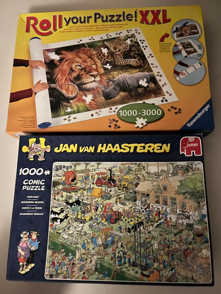 Jan van Haasteren Boerderij Bezoek 1000 stukjes + Roll up, Ophalen of Verzenden, Meer dan 50 stukjes, Gebruikt, 6 jaar of ouder