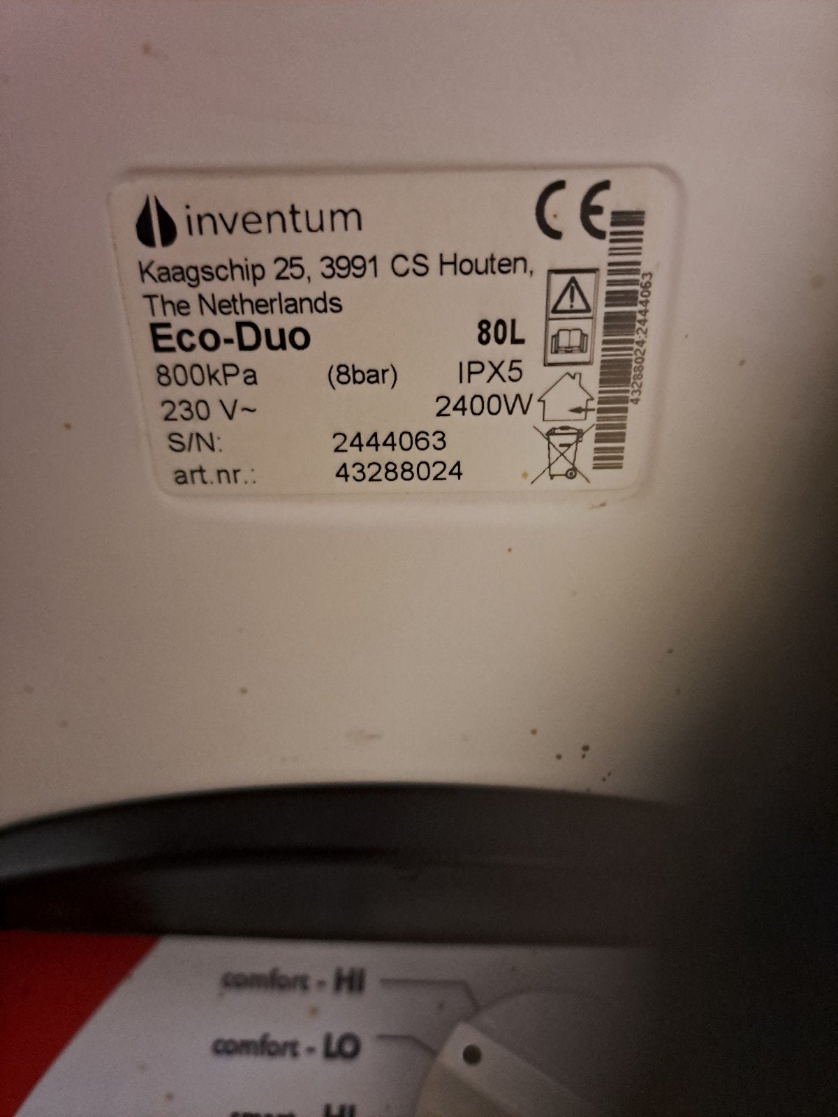 inventum boiler 80 l, Ophalen, Gebruikt, 20 tot 100 liter, Boiler