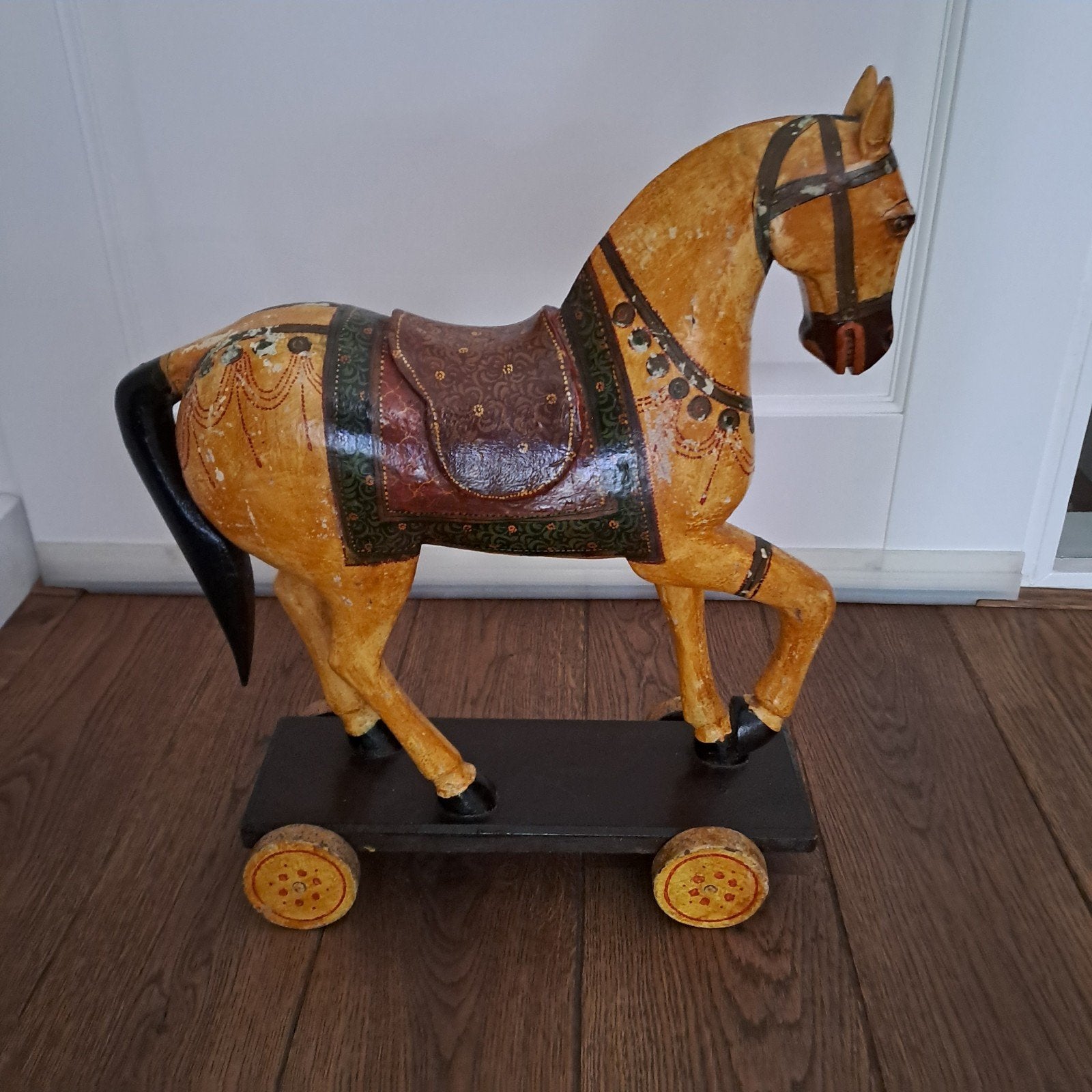 Antiek houten paard op wielen., Antiek en Kunst, Antiek | Speelgoed, Ophalen of Verzenden