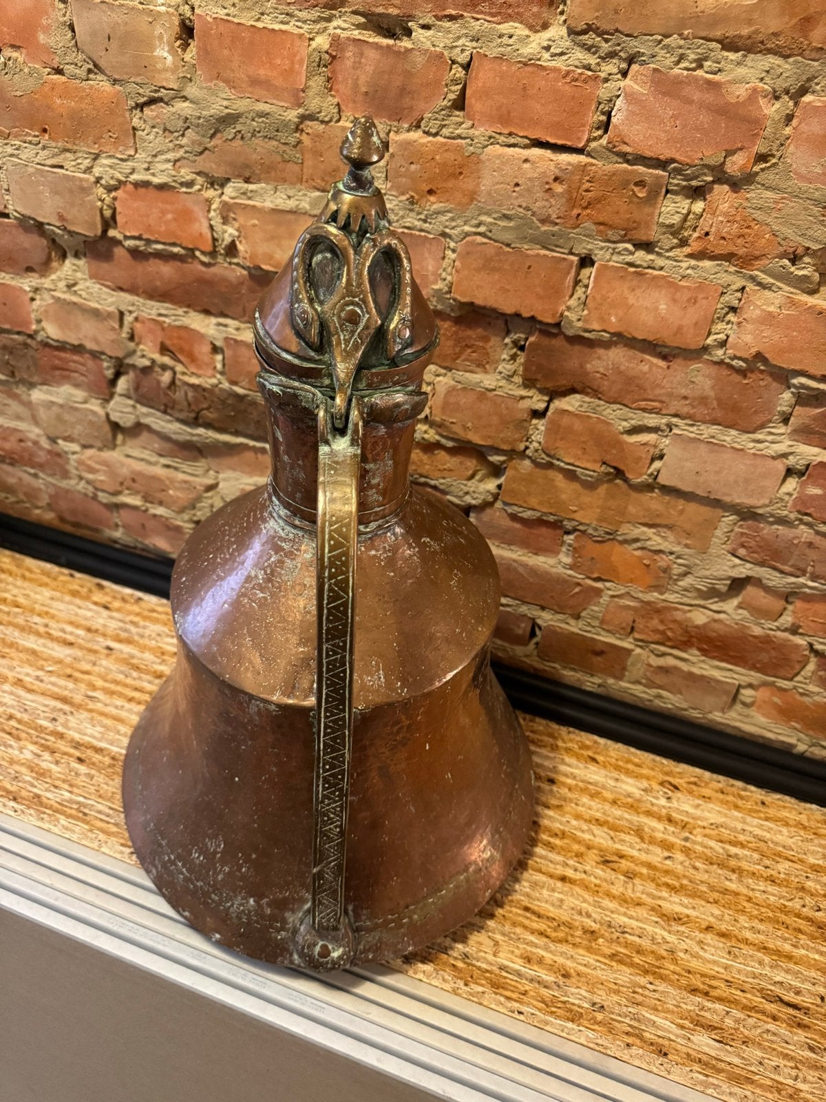 Antieke Koperen Waterkan met Sierlijke Handgreep, Ophalen of Verzenden, Koper