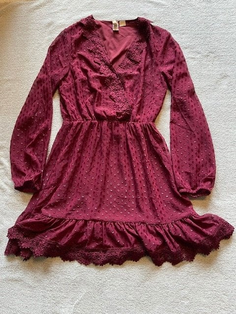 Korte jurk aubergine maat S, Kleding | Dames, Jurken, H&M, Zwart, Ophalen of Verzenden, Zo goed als nieuw