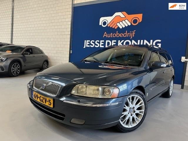 Volvo V70 2.5T Edition Sport Automaat / bj.2007 / leder/ ope, Gebruikt, Blauw, Automatische klimaatregeling, 84 €/maand