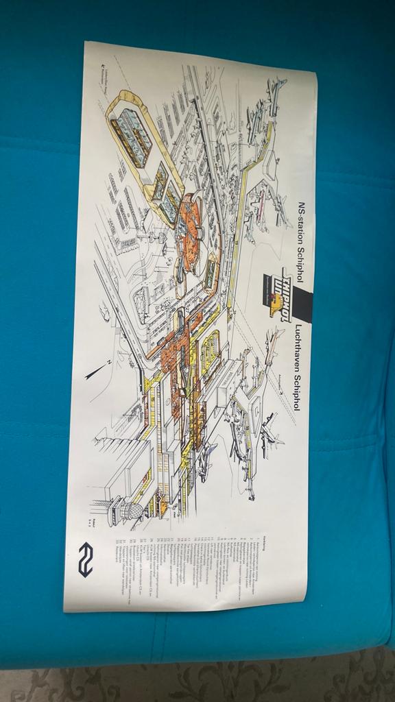 Poster ns schiphollijn, Ophalen of Verzenden, Zo goed als nieuw, Trein, Kaart of Prent