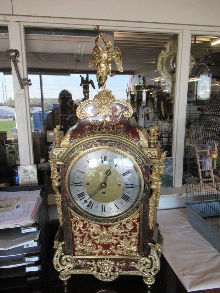 Oer 09138 antiek GROTE rode boulle klok met 8 bellen uurwerk, Ophalen