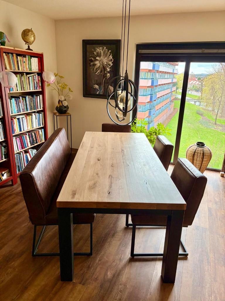 LAATSTE WEEK ! Z.G.A.N. INDUSTRIËLE EETTAFEL 2.20, Ophalen, 200 cm of meer, 50 tot 100 cm, Zo goed als nieuw