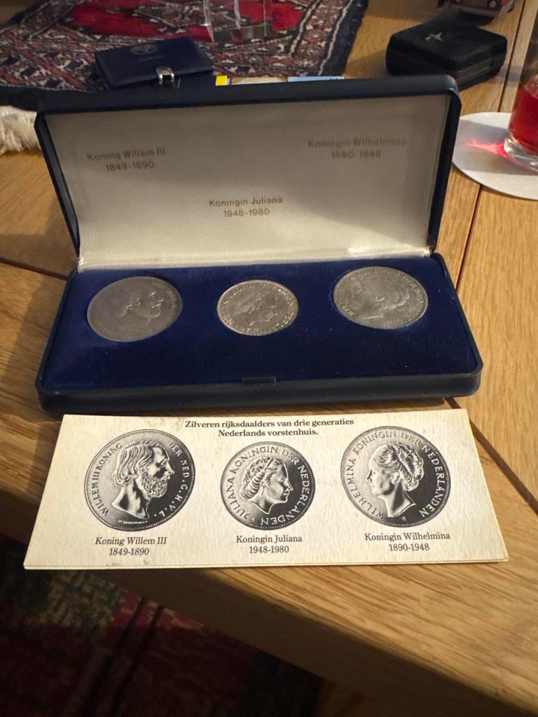 Zilveren Rijksdaalders: Willem III, Wilhelmina, Juliana Set, Koning Willem III, Setje, Zilver, Overige waardes