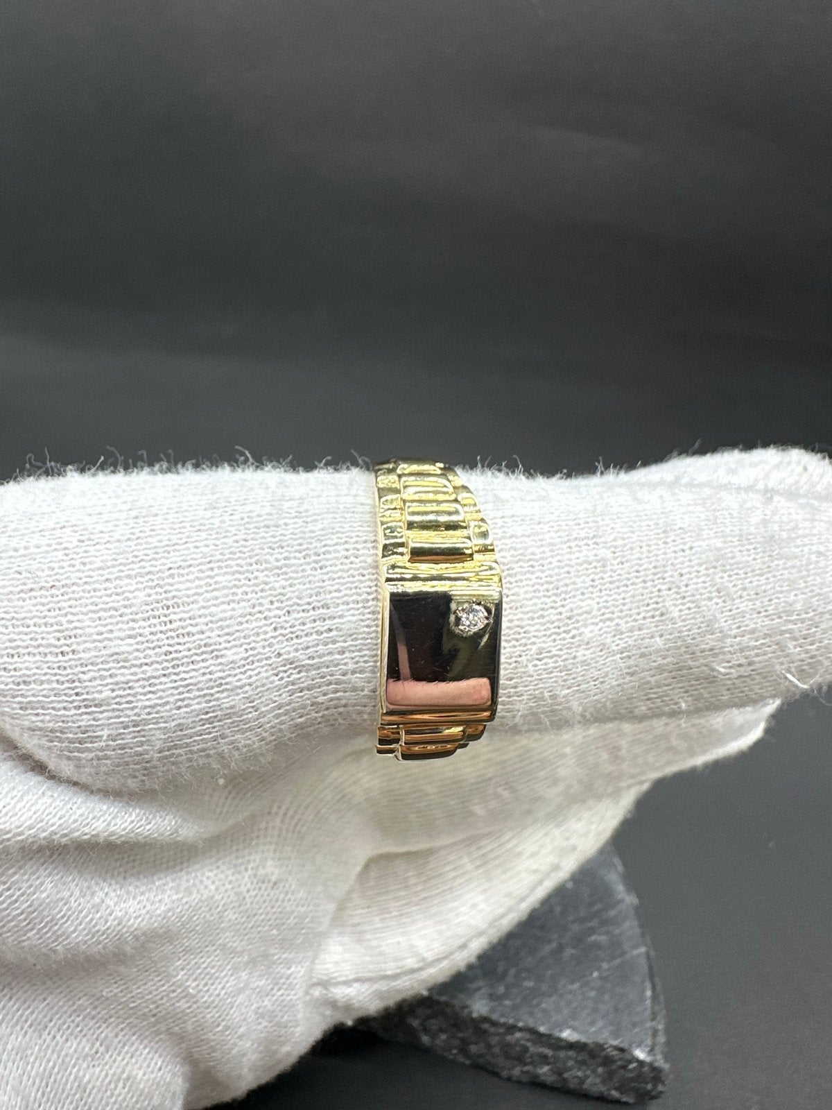 14k Gouden Rollie Ring met Diamant, Sieraden, Tassen en Uiterlijk, Ringen, Gebruikt, 19 tot 20, Ophalen of Verzenden, Dame of Heer