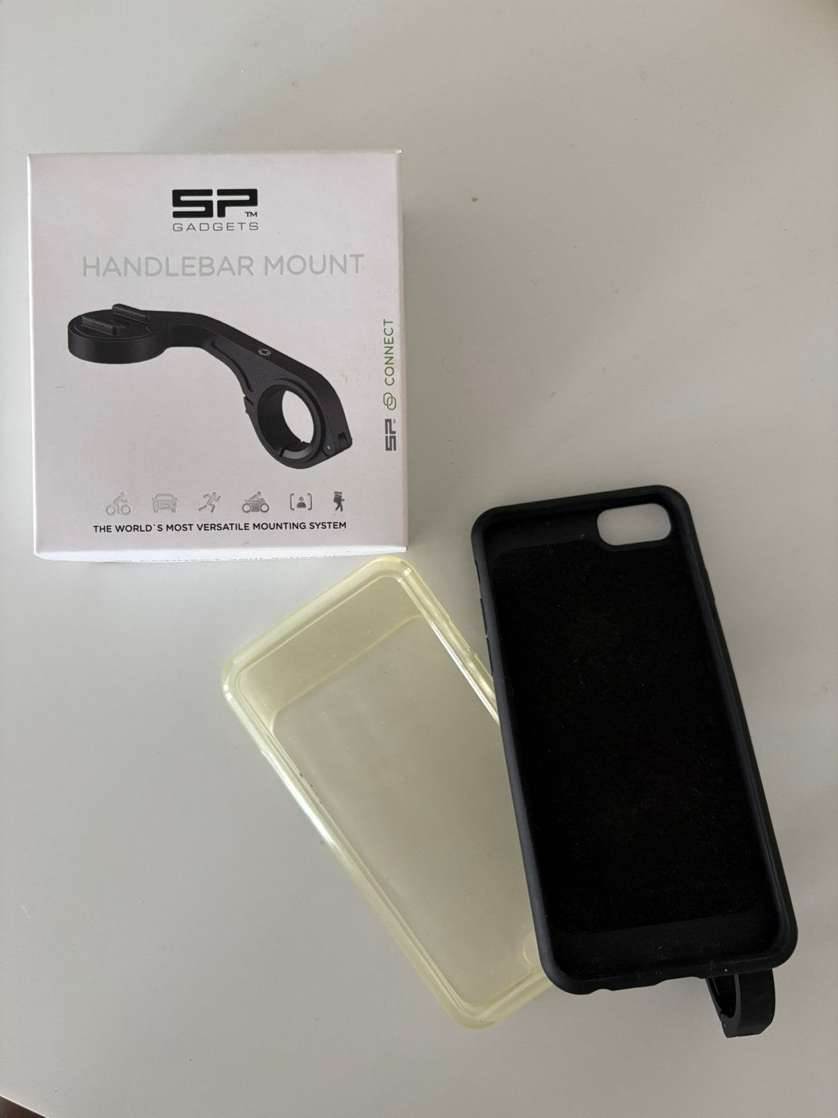 Gratis! SP Connect Handlebar Mount met Telefoonhoesje, Zwart, Overige typen, IPhone 8, Zo goed als nieuw