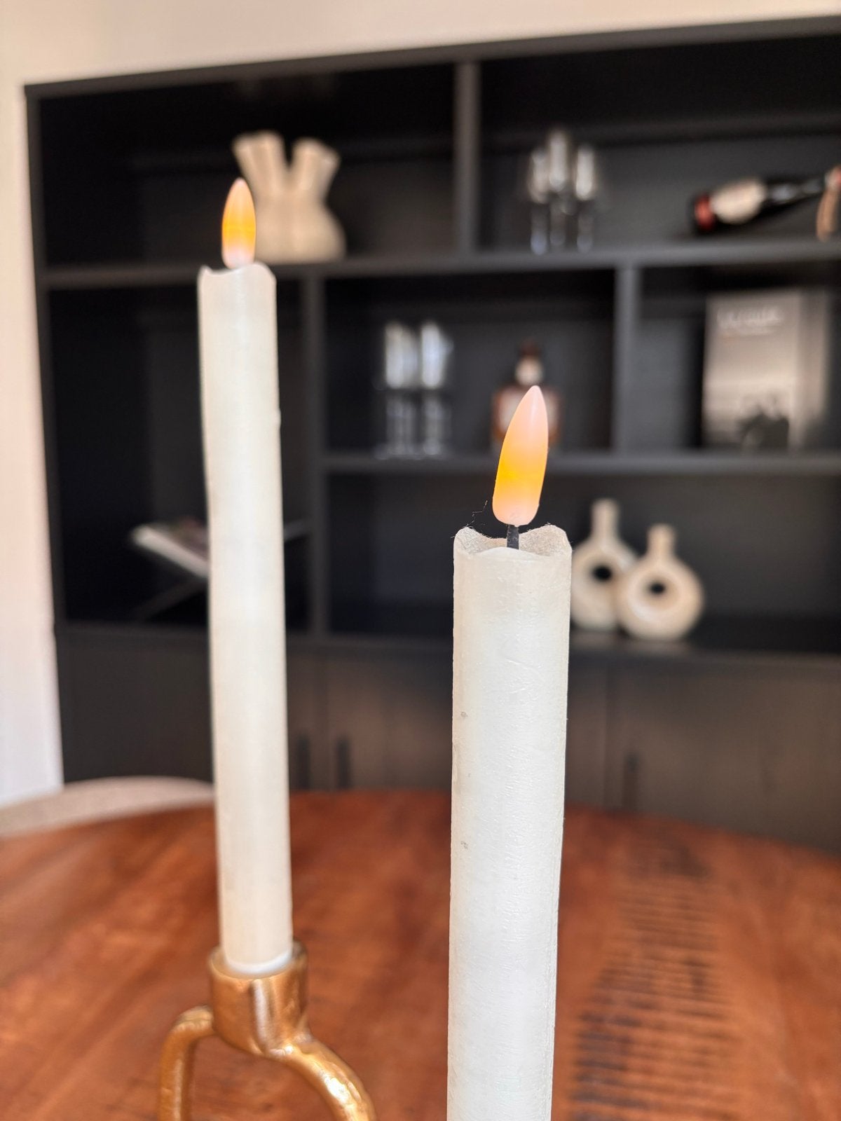 Gouden kandelaars met LED kaarsen en afstandsbediening, Huis en Inrichting, Woonaccessoires | Kandelaars en Kaarsen, Ophalen, Overige merken