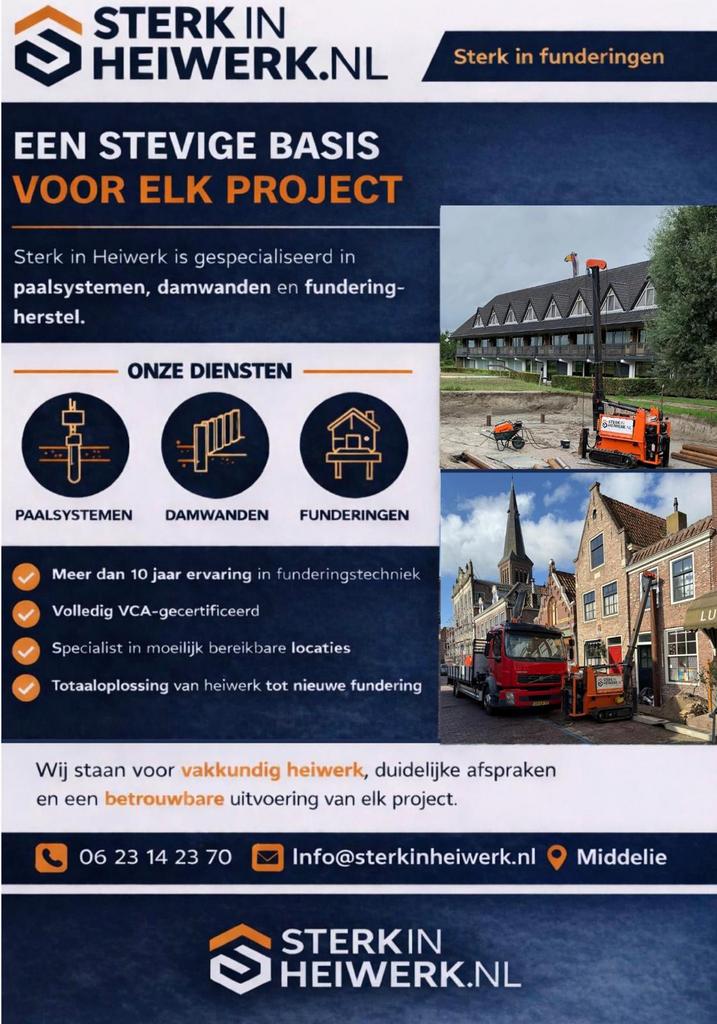 Heiwerk,heipalen,stalenbuispalen,funderingsherstel,fundering, Verbouw of Aanbouw