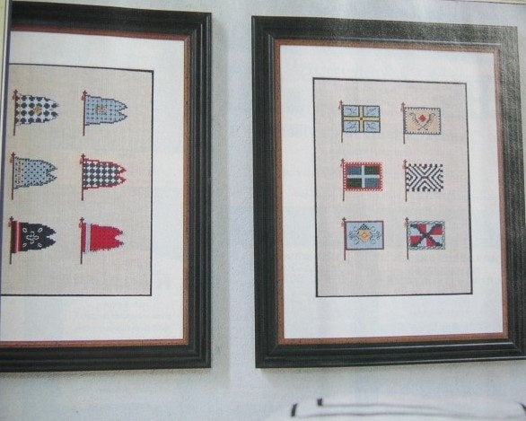 Borduurpatroon 3 x Merklap vlaggen Vlag  nr 9962, Hobby en Vrije tijd, Verzenden, Nieuw, Handborduren, Patroon