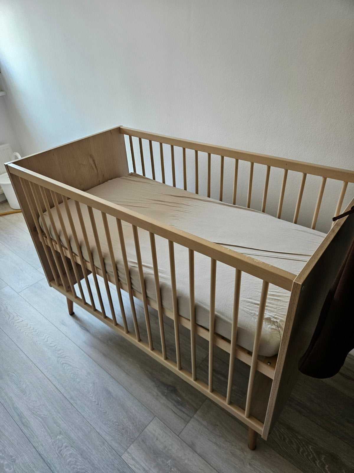 Quax Cocoon - Houten babybedje met matras en lattenbodem, Gebruikt, 70 tot 85 cm, 140 tot 160 cm, Ophalen