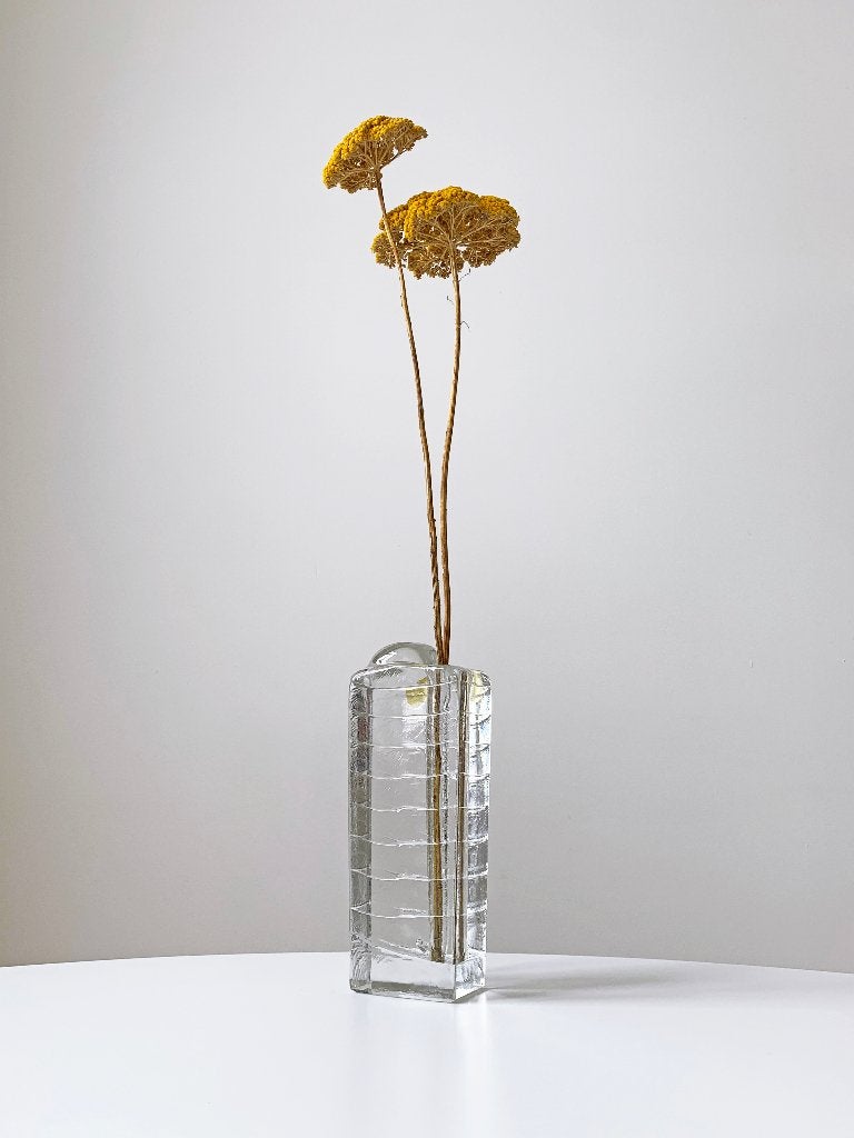 Vintage vaas solifleur Heiner Düsterhaus Walther Glas, Gebruikt, 21 cm, Transparant, Ophalen of Verzenden