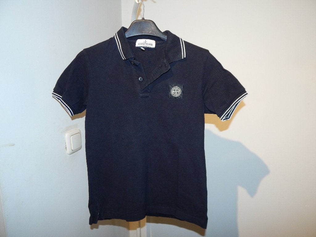 Stone Island zwarte polo witte accenten embleem 10Y/140, Verzenden, Gebruikt, Maat 140